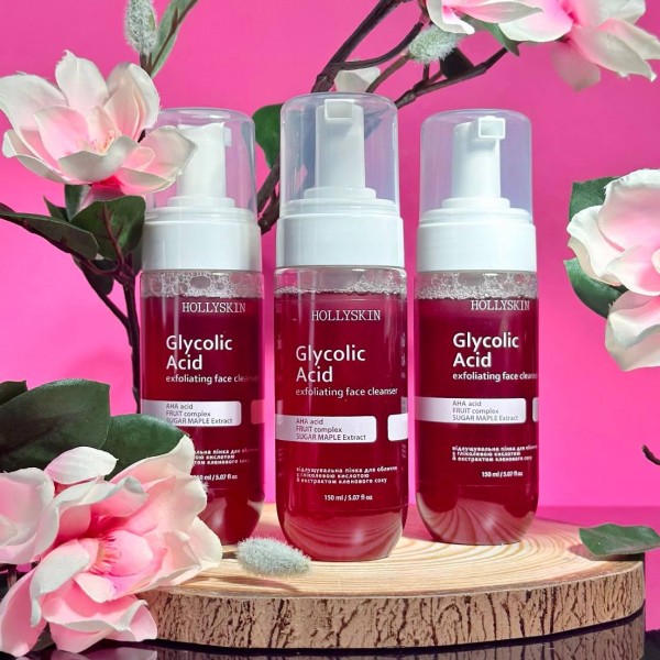 Spuma faciala exfolianta cu acid glicolic si extract de sap de artar Hollyskin Acid Glicolic 150 ml Spuma faciala exfolianta cu acid glicolic si extract de sap de artar Hollyskin Acid Glicolic 150 ml