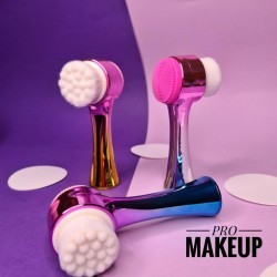 Perie cu două fețe pentru curățarea feței PRO Makeup (aplicare de gomaj, măști, spălare, masaj și curățare)