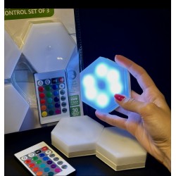 Набор из трёх LED ламп с пультом и подсветкой разных цветов led light with remote control set of 3
