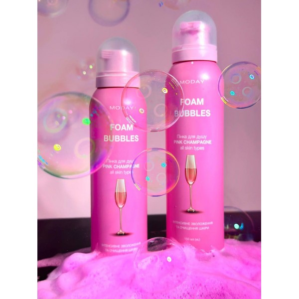 Spuma de dus cu bule MODAY FOAM BUBBLES PINK CHAMPAGNE cu aroma roz de sampanie 150 ml