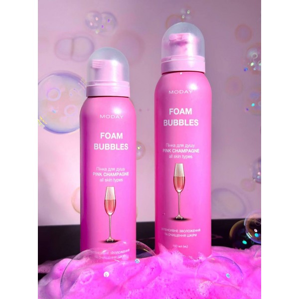 Spuma de dus cu bule MODAY FOAM BUBBLES PINK CHAMPAGNE cu aroma roz de sampanie 150 ml