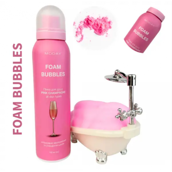Spuma de dus cu bule MODAY FOAM BUBBLES PINK CHAMPAGNE cu aroma roz de sampanie 150 ml