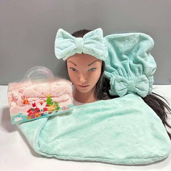 Set de baie 3 în 1 (pălărie-prosop, bentiță, prosop-turban) MK Cosmetics Set de baie 3 în 1 (pălărie-prosop, bentiță, prosop-turban) MK Cosmetics