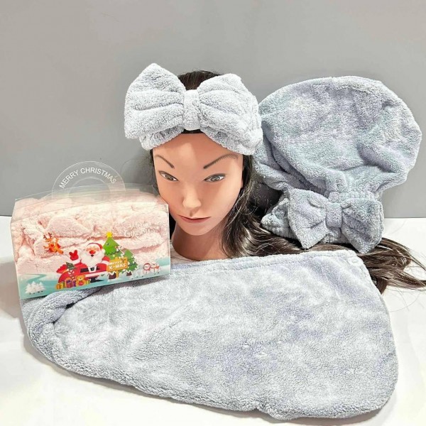 Set de baie 3 în 1 (pălărie-prosop, bentiță, prosop-turban) MK Cosmetics Set de baie 3 în 1 (pălărie-prosop, bentiță, prosop-turban) MK Cosmetics