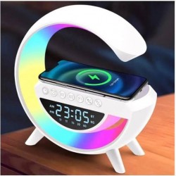 Настольная лампа ночник с RGB подсветкой, беспроводной зарядкой и встроенной Bluetooth колонкой