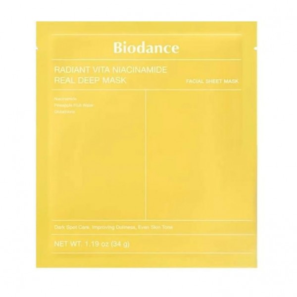 Mască de față cu hidrogel cu niacinamidă Biodance Radiant Vita Niacinamide Real Deep Mask 34 g Mască de față cu hidrogel cu niacinamidă Biodance Radiant Vita Niacinamide Real Deep Mask 34 g