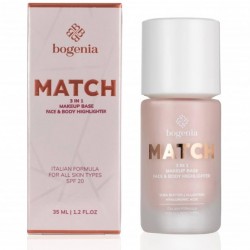 Iluminator de bază pentru machiaj Bogenia MATCH 3 în 1 bază de machiaj, iluminator pentru față și corp 35 ml
