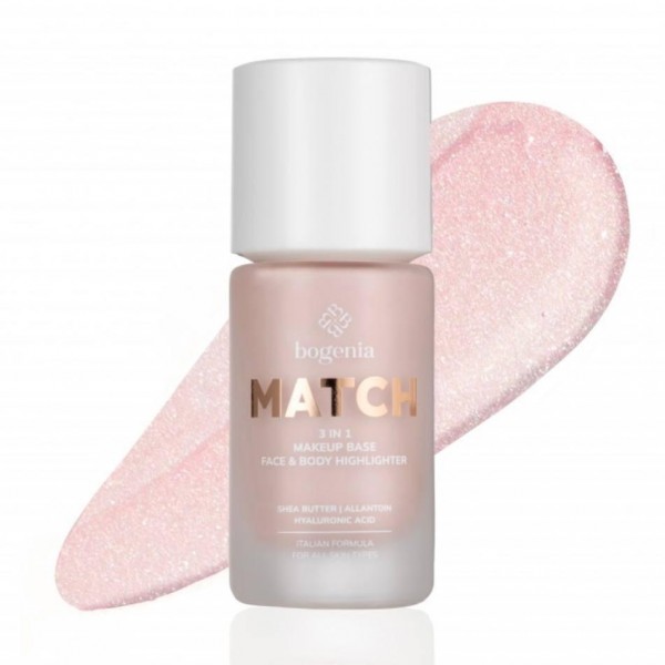 Iluminator de bază pentru machiaj Bogenia MATCH 3 în 1 bază de machiaj, iluminator pentru față și corp 35 ml Iluminator de bază pentru machiaj Bogenia MATCH 3 în 1 bază de machiaj, iluminator pentru față și corp 35 ml