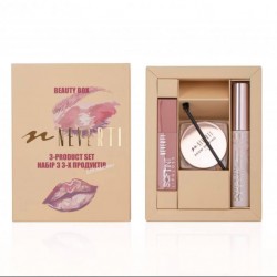 Set cadou NEVERTI Beauty Box (luciu de buze, rimel, ceară pentru sprâncene)