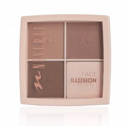 Палетка для контуринга лица 3в1 NEVERTI Face Illusion Mix NP208