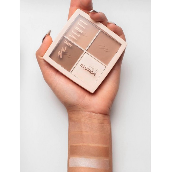 Палетка для контуринга лица 3в1 NEVERTI Face Illusion Mix NP208