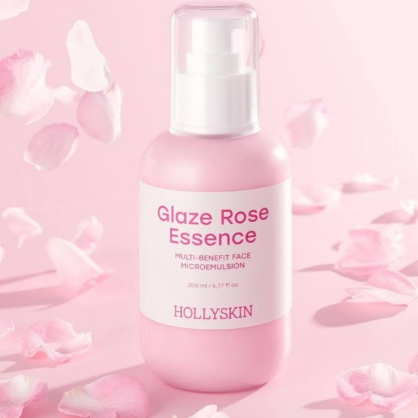 Мультифункциональная розовая микроэмульсия для лица Hollyskin Glaze Rose Essence 200 мл