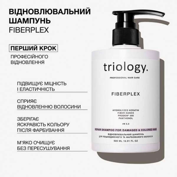 Șampon reparator Triology Fiberplex pentru păr deteriorat și vopsit 500 ml