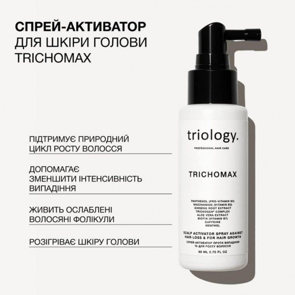 Triology Trichomax 80ml spray activator pentru restabilirea creșterii naturale a părului predispus la căderea părului