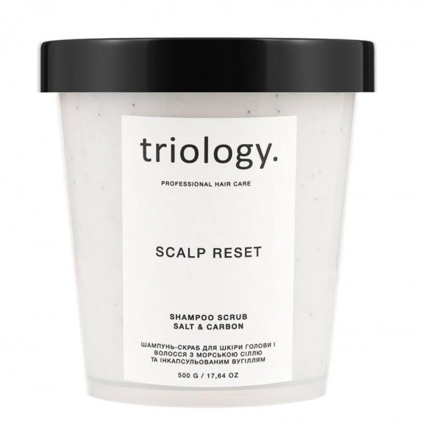 Șampon și exfoliant Triology Scalp Reset pentru scalp și păr cu sare de mare și cărbune încapsulat, 500 g