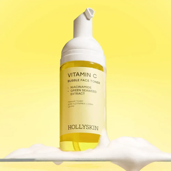 Пенный тонер для поддержки сияния кожи Hollyskin Bubble Face Toner Vitamin C 150 мл