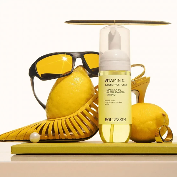 Пенный тонер для поддержки сияния кожи Hollyskin Bubble Face Toner Vitamin C 150 мл