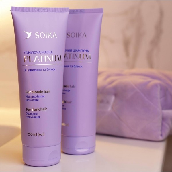 Kit de tonifiere pentru păr Soika Platinum „Hrănire și strălucire” (șampon, mască)