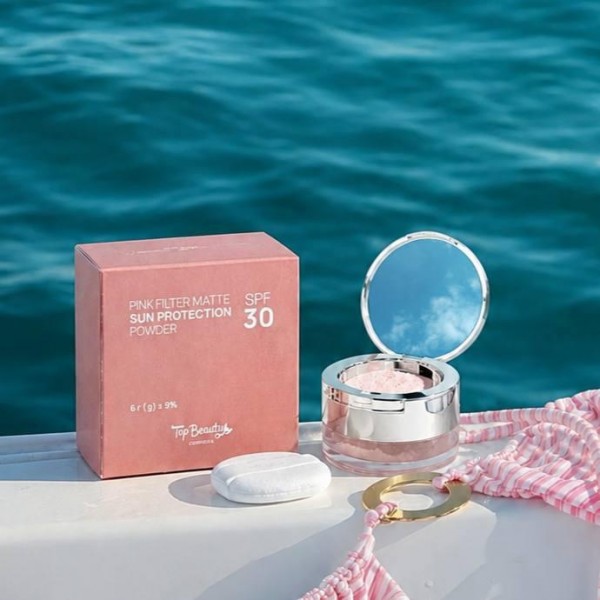 Pudră de protecție solară mată cu filtru roz Top Beauty SPF 30 (6g)